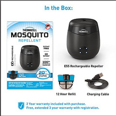 Thermacell E55 Rechargeable Mosquito Repeller with 20’ Mosquito Protection Zone