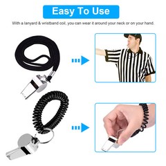 2x Coach Referee Loud Whistle Survival Singal Sports Soccer w/ Lanyard Wristband