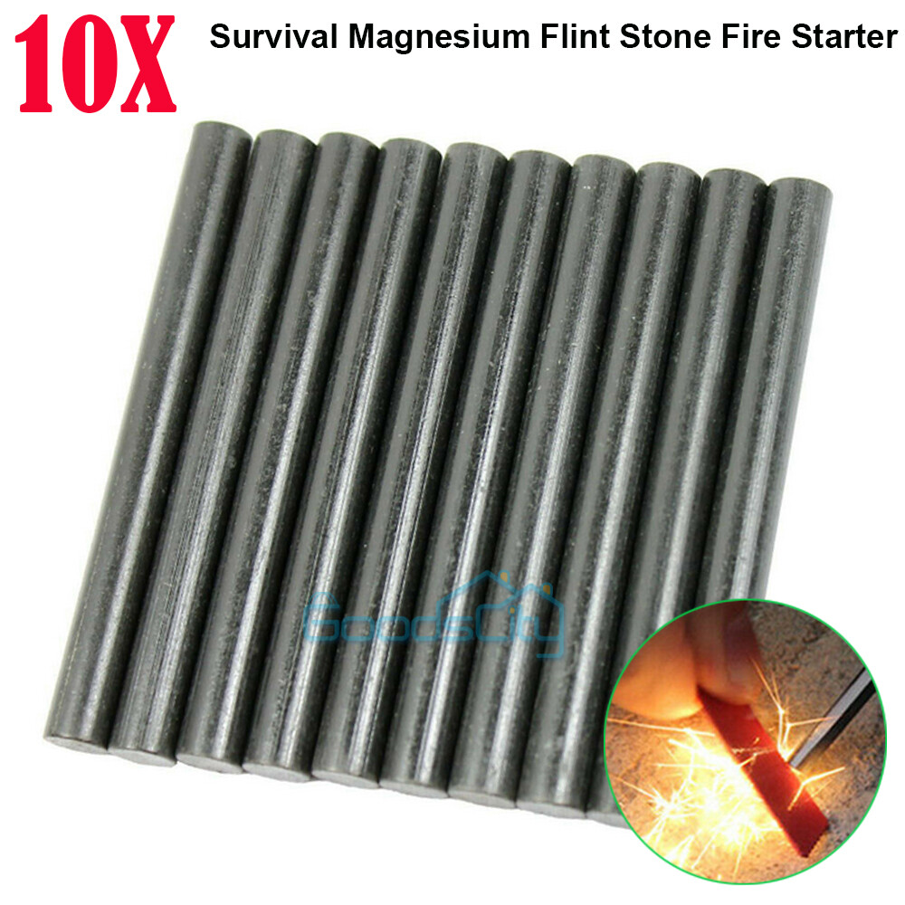 (1-10 Packs) 1/2 x 5″ Ferrocerium Ferro Magnesium Rod Flint Fire Starter Camping
