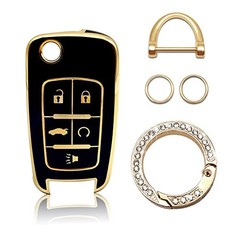 Vrasly Compatible with Chevy Key Fob Cover with Keychain Lanyard Black