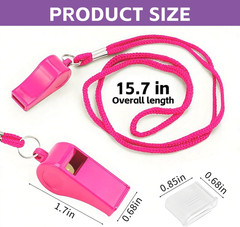Whistle for Coaches – Pink Plastic Whistles, with Lanyard and Mouthpiece – Loud