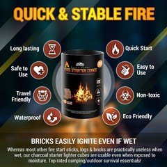 Fire Starter Cubes, Charcoal Firestarter Squares for Lighting 100PK, Brown
