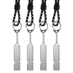 Survival Whistles 4-Pack & 6-Pack, Upgraded Aluminum Emergency 4 Pack Silver