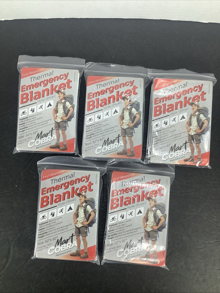 5 ~Emergency Thermal Blankets Mylar Survival First Aid Safety Waterproof 52″X82″