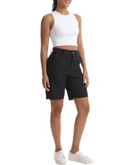 Yoglegins Women’s Lightweight Hiking Cargo Shorts for Running Large, Black