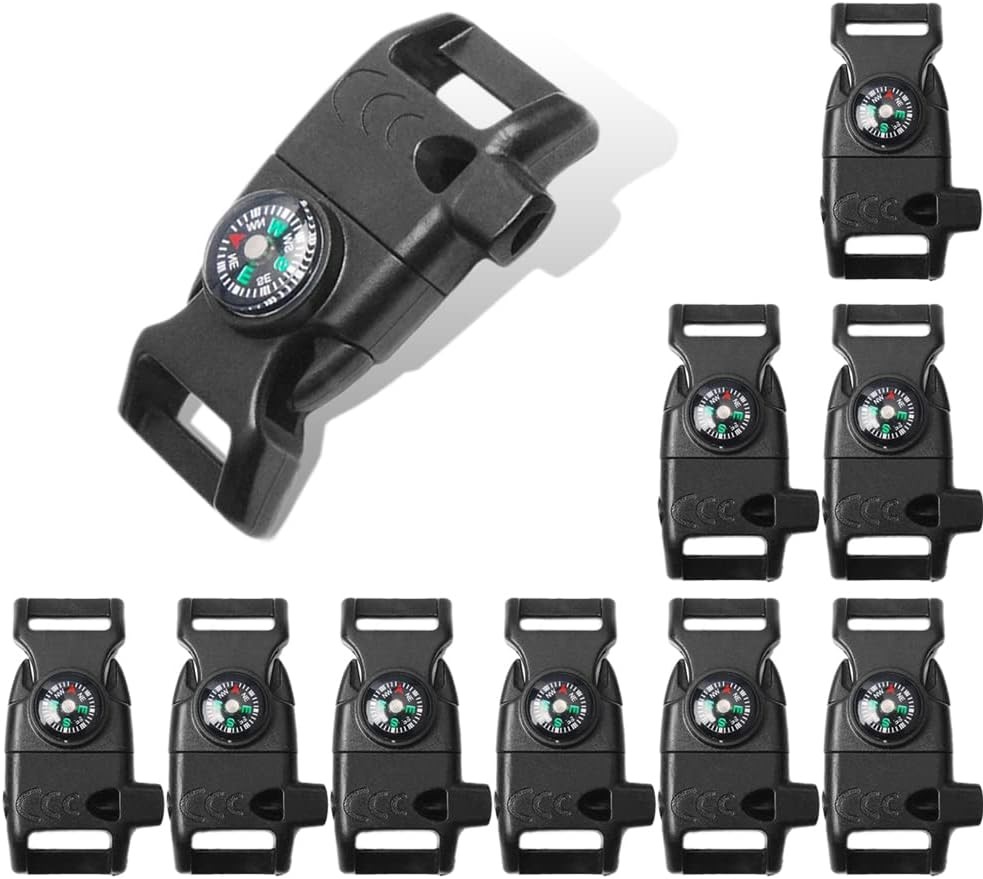 5/8″ Compass Whistle Buckle Plastic Paracord Bracelet Outdoor Camping Em