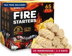 Shwuevei 65 pcs Fire Starter – Natural Fire Starters for Fireplace, Pellet Stove