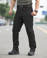 Men’s Stretch Tactical Pants,Water Resistant Ripstop Cargo Medium, Black