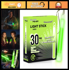 30pcs Military Grade Glow Sticks – 6» Ultra Bright Lightsticks for Camping, Hik