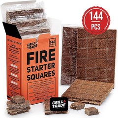 Fire Starter Squares 144 Pack – Easy BBQ Grill, Camping, Wood Stove & Smoker Fue