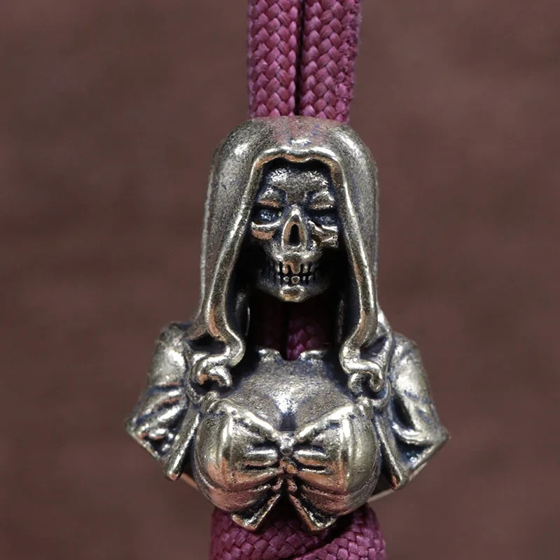 Female Skull Bust Brass Knife Beads EDC DIY Paracord Woven Bracelets Lanyard Pen
