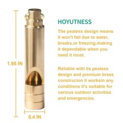 Brass Survival Whistle, 125 dB Loud Emergency Whistle with Lanyard for 1 Pack