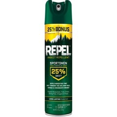 6 Cans Repel Insect Repellent Sportsmen Formula 25% DEET Aerosol Size 8.125 oz