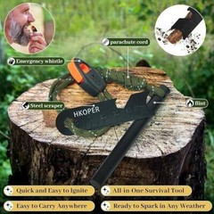 4-inch 6-in-1 Ferro Rod Fire Starter Kit for Camping & Survival