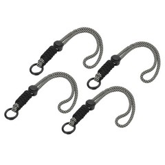 4Pcs Paracord Lanyard Keychain with Spring Ring Wavy Design Black Grey