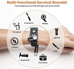 Paracord Survival Bracelet 20in1 Gear Kit Multi-Tool SOS Fire Starter..Navy Blue