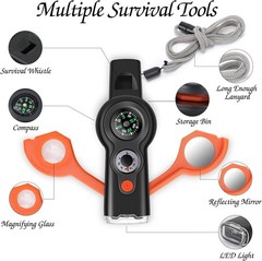 Versatile 7-in-1 Survival Whistle with Lanyard – Perfect Gift for Outdoor Lovers