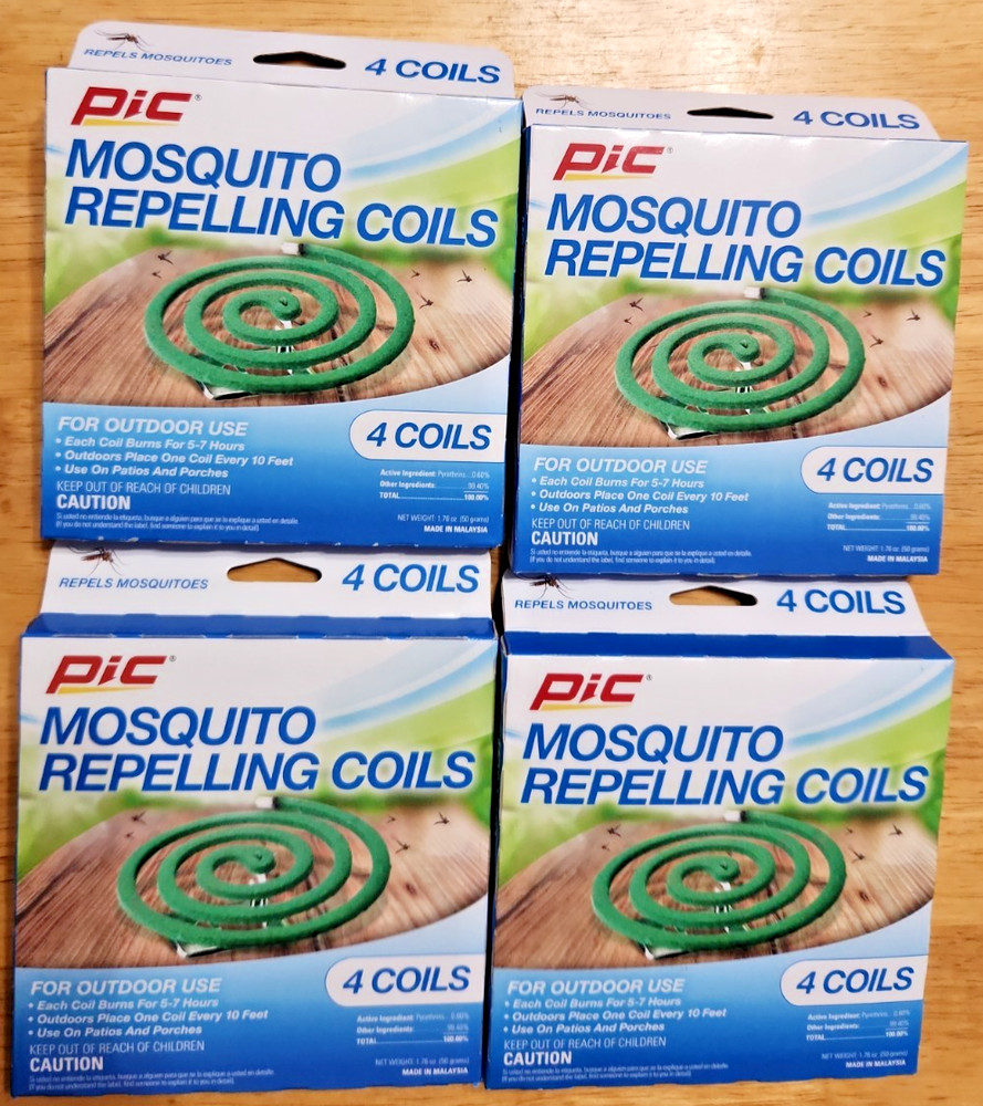 4 Pack of 4, 16 Coils in all Pic Mosquito Repelling Coils Outdoor use only