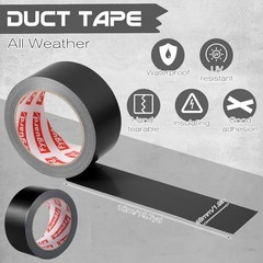 3 Pack Duct Tape 1.89 Inch x 60 Yard Total Heavy Duty 8.27Mil Waterproof Black