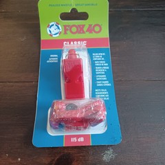 Fox 40 Classic Marine Orange Safety Whistle 115 dB Pealess With Lanyard BinA
