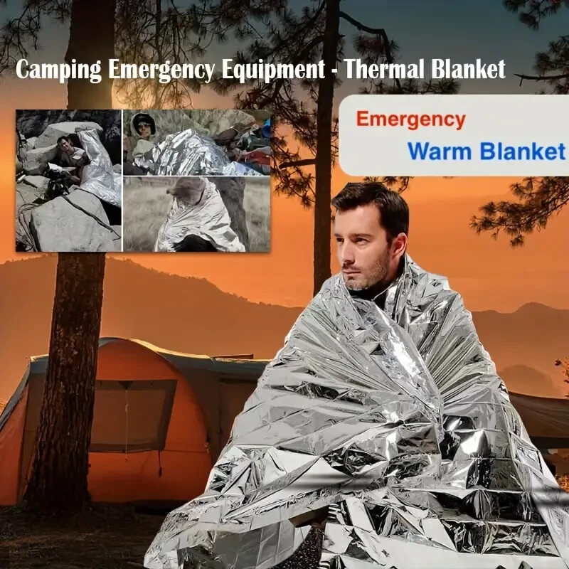 1 Emergency Thermal Blanket 84″ 52″ – Stay Warm – Survival, Camping, First-Aid