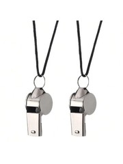 2-Pack Metal Referee Whistles w/ Lanyards Loud Coach Football Soccer Emergency