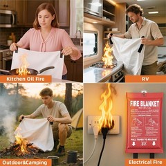 Fire Blanket 2PK 40x40in Fiberglass CE Home Kitchen RV Grill Emergency