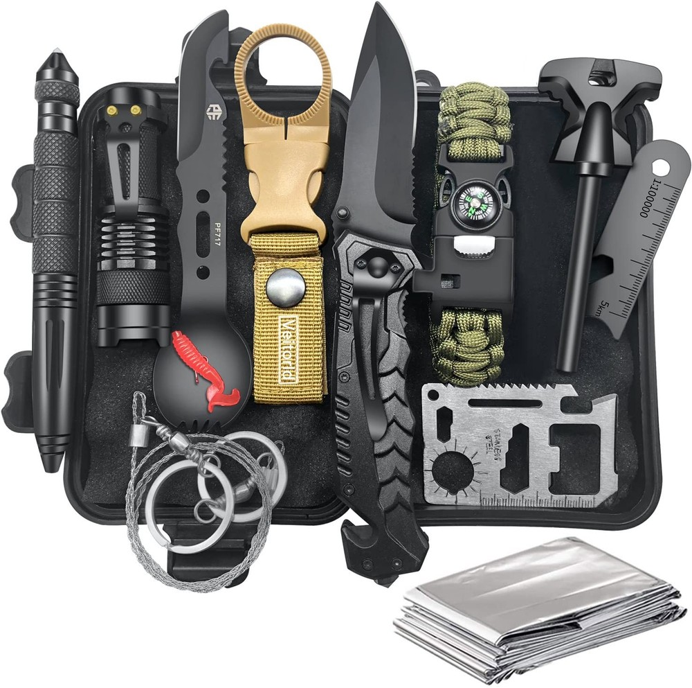 VEITORLD Gifts for Men Dad Him Christmas – Survival Gear and Equipment black