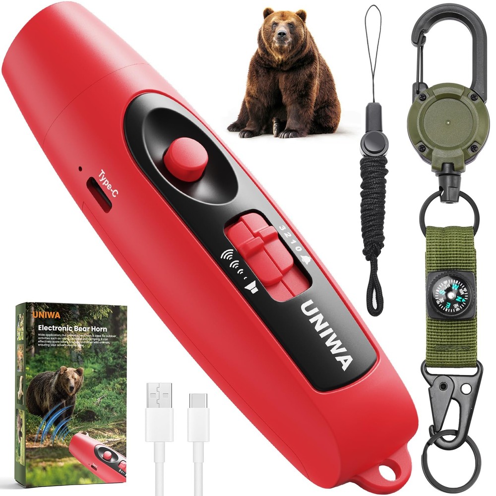 UNIWA Electronic Air Bear Horn, 120±5 dB Loud Air Horn for Safety Hiking Camping