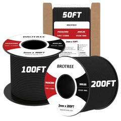 Brotree 2mm Paracord 3 Strands 100′ Rope 100% Nylon Parachute 100′, Black