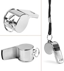 24-Pack Stainless Steel Whistles with Lanyards – Loud, Clear Sound for Coaches,