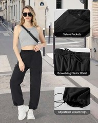 keriffe Baggy Cargo Pants Women Parachute Hiking Wide Leg Medium, Black