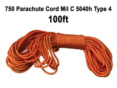 750 Parachute Cord Military Spec Pia C 5040h Type 4 (100ft -30m) Nylon Paracord
