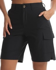 Yoglegins Women’s Lightweight Hiking Cargo Shorts for Running Large, Black