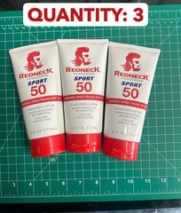3-PACK Redneck Sunscreen Sport SPF 50 Broad Spectrum Water Resistant 6OZ LOTION
