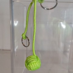 Green Paracord «Monkey Fist» Keychain 6″ Lanyard with Metal Key Rings (B3)