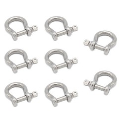 8Pcs Screw Pin Anchor Shackle, Stainless Steel M5 Bow Shackle, 3/16 Inch D Ring