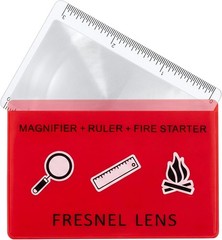 3 Pc Bundle Fresnel Lens Credit Card Firestarter RED Protective Sleeve