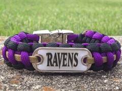 Baltimore Ravens Paracord Bracelet w/ NFL Dog Tag and Metal Buckle. AWESOME!