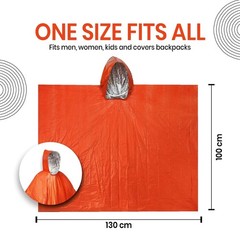 Emergency Survival Poncho with Thermal Mylar Foil Coating and Blanket for Warm…