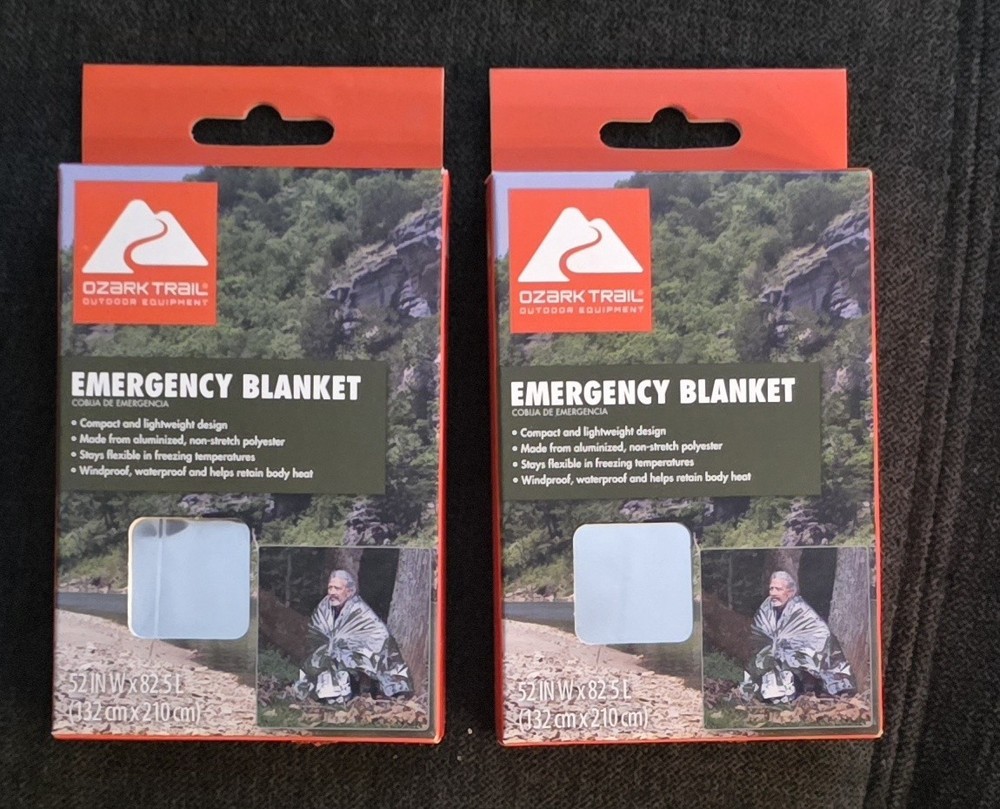 Lot Of 2 Ozark Trail Outdoor Equipment Emergency Blanket 52″x 82.5″ New Sealed