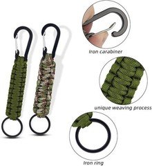 6 Pack Paracord Keychain with Carabiner Braided Lanyard Key Chain Paracord Carab