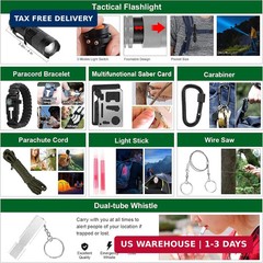 Survival Gear and Equipment with Molle Pouch, for Men Women Camping Outdoor Adve