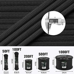 Paracord Rope 750 lb – 1000ft / 500ft / 200ft / 100ft 5/32″ Parachute Cord 4MM