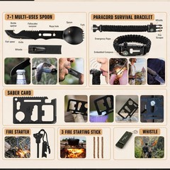 Survival Kit, 250Pcs Gear First Aid Kit with Molle Large, A-Black