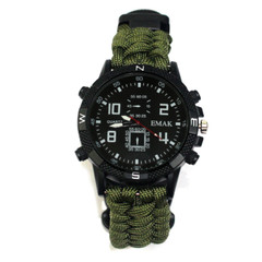 Outdoor camping survival paracord watch – Multi-function compass survival