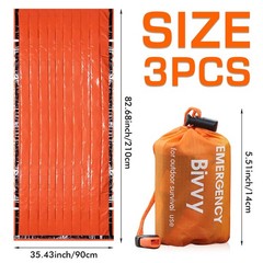 3 Pack Emergency Sleeping Bag Emergency Survival Sleeping Bag with Signal Whistle, What…