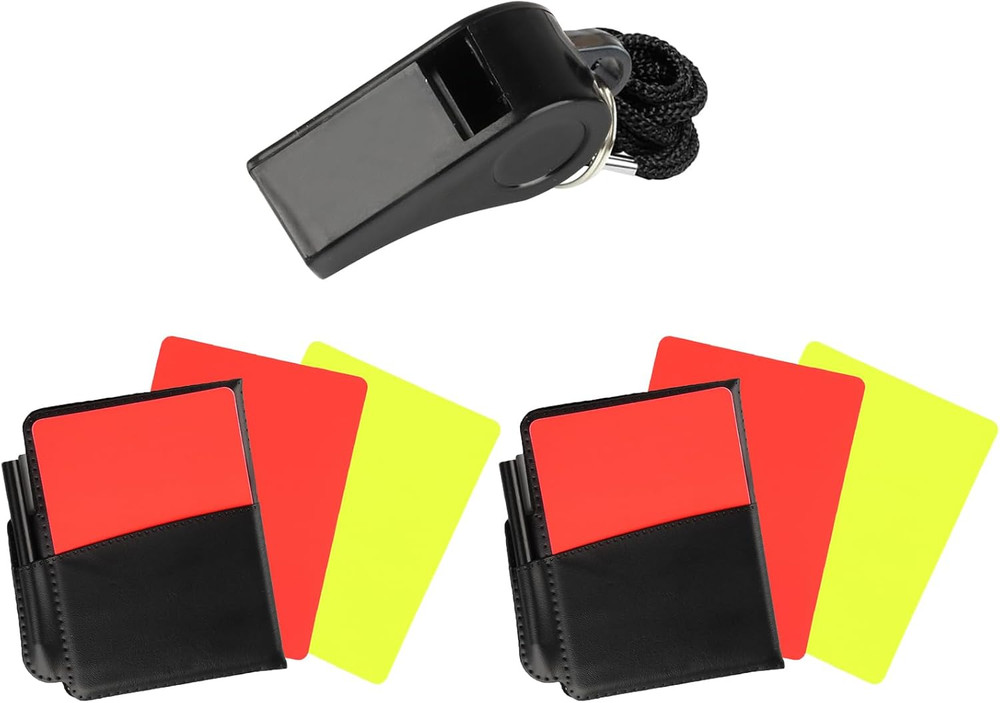 Soccer Referee Kit Whistle with Lanyard & Red Yellow Cards for Coaches