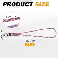 Heavy Duty Braided Paracord Lanyard, Red White Blue
