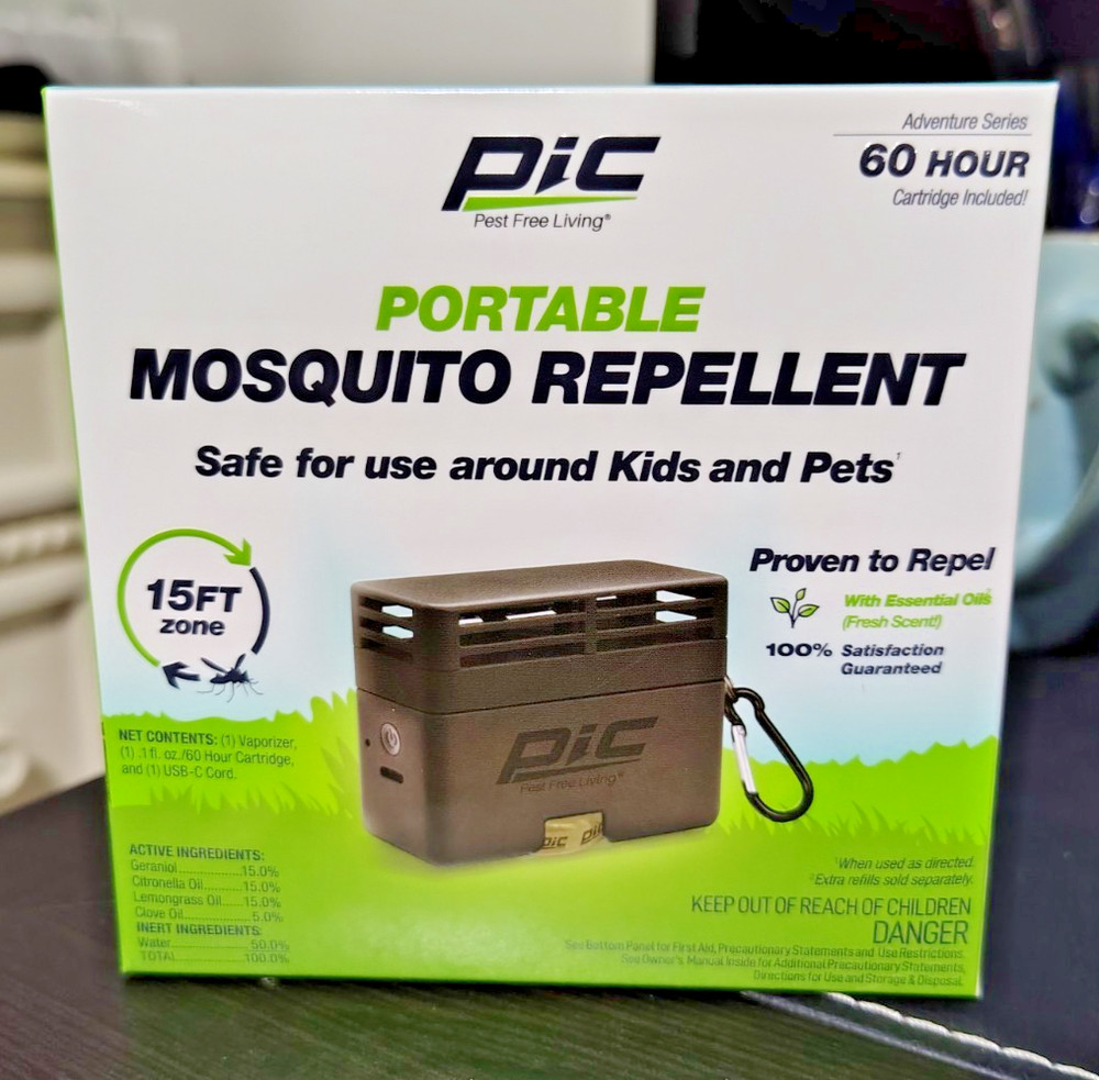 PIC PORTABLE MOSQUITO REPELLENT 60 HOUR 15FT ZONE NEW